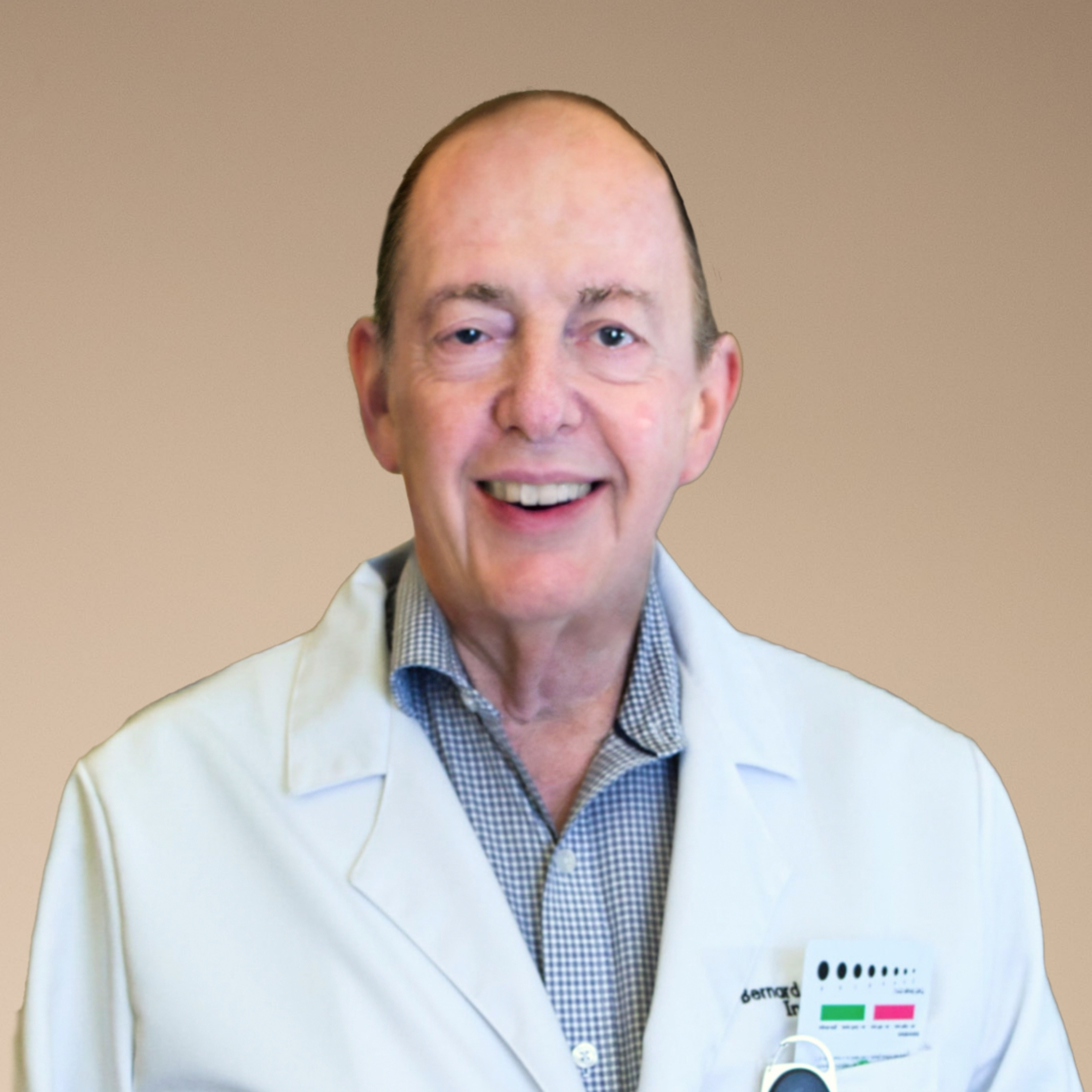 Smiling doctor in white coat